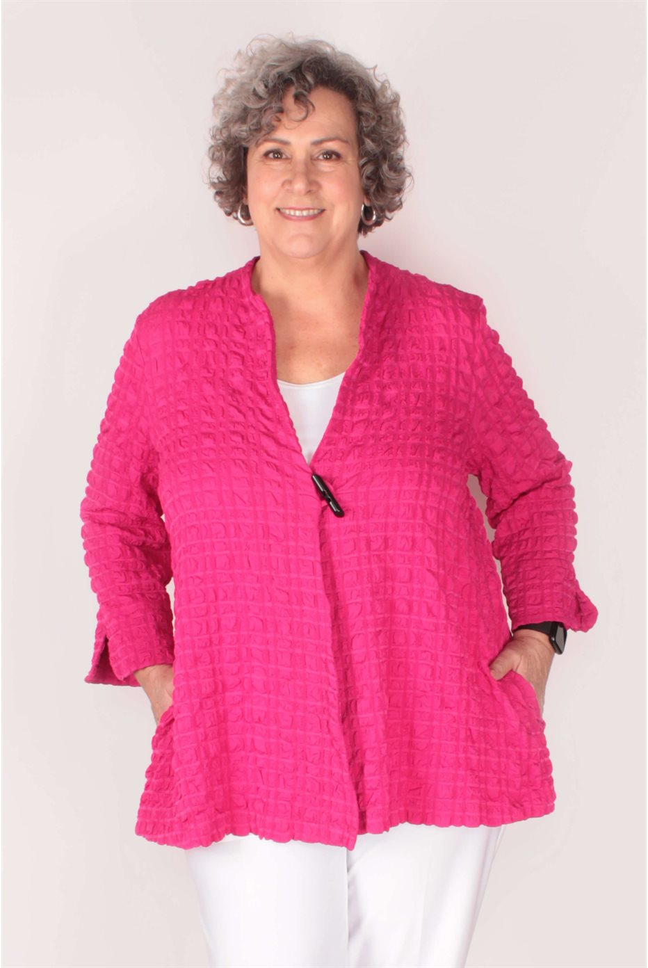 Blouson trapèze en jacquard à bulles Géranium